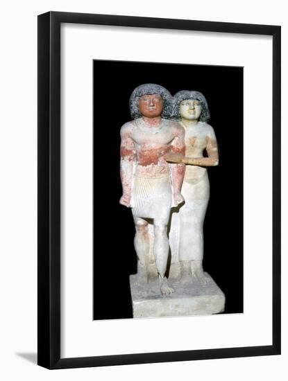 Egyptian sculpture of a man and his wife. Artist: Unknown-Unknown-Framed Giclee Print