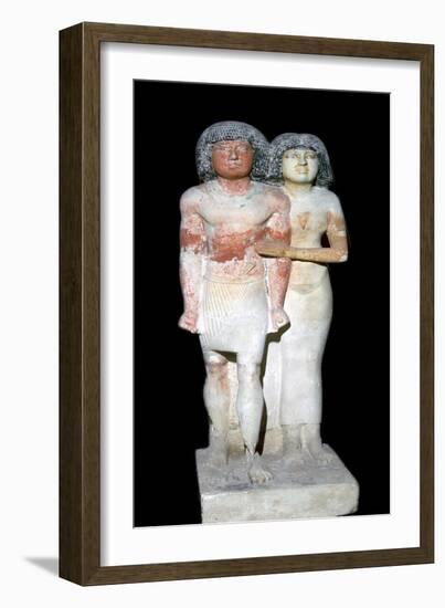 Egyptian sculpture of a man and his wife. Artist: Unknown-Unknown-Framed Giclee Print