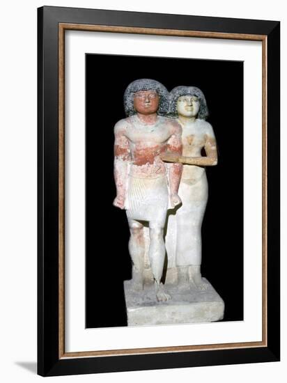 Egyptian sculpture of a man and his wife. Artist: Unknown-Unknown-Framed Giclee Print