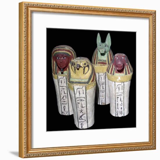 Egyptian set of four canopic jars. Artist: Unknown-Unknown-Framed Giclee Print