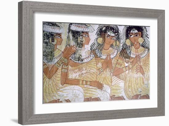 Egyptian wall-painting of musicians at a banquet. Artist: Unknown-Unknown-Framed Giclee Print