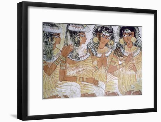 Egyptian wall-painting of musicians at a banquet. Artist: Unknown-Unknown-Framed Giclee Print