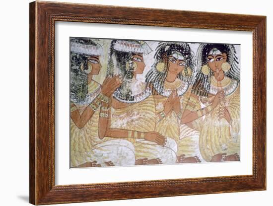 Egyptian wall-painting of musicians at a banquet. Artist: Unknown-Unknown-Framed Giclee Print