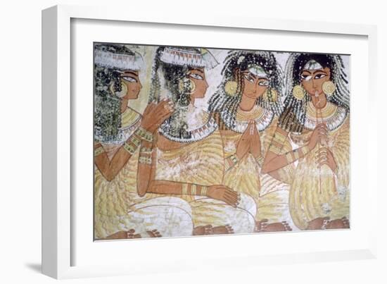 Egyptian wall-painting of musicians at a banquet. Artist: Unknown-Unknown-Framed Giclee Print