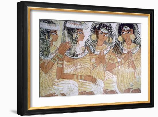 Egyptian wall-painting of musicians at a banquet. Artist: Unknown-Unknown-Framed Giclee Print