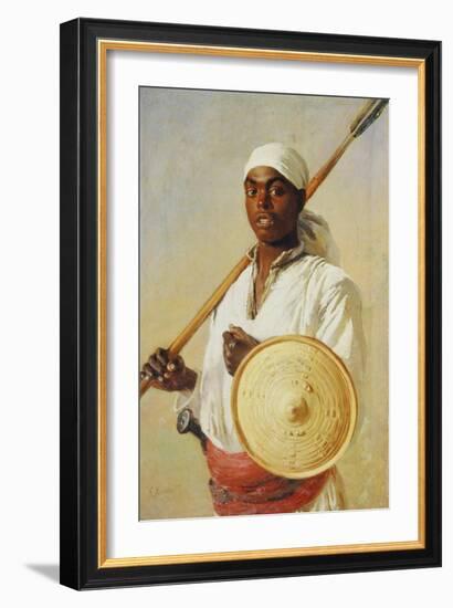 Egyptian Warrior with Spear and Shield, 1874-Konstantin Jegor Makovskij-Framed Giclee Print
