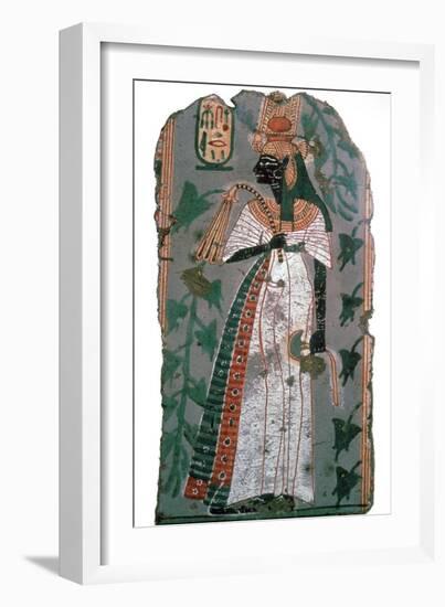 Egytian wall-painting of queen Ahmose-Nefertari, 16th century BC Artist: Unknown-Unknown-Framed Giclee Print