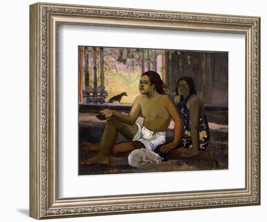 Eiaha Ohipa (Not Working. Tahitians in a Roo), 1896-Paul Gauguin-Framed Giclee Print