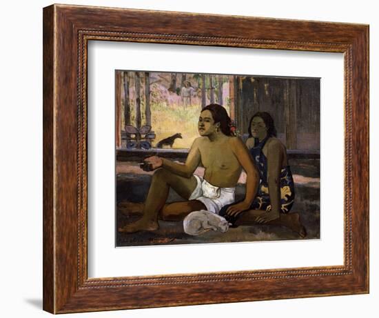 Eiaha Ohipa (Not Working. Tahitians in a Roo), 1896-Paul Gauguin-Framed Giclee Print