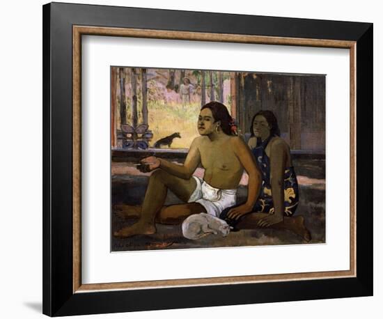 Eiaha Ohipa (Not Working. Tahitians in a Roo), 1896-Paul Gauguin-Framed Giclee Print