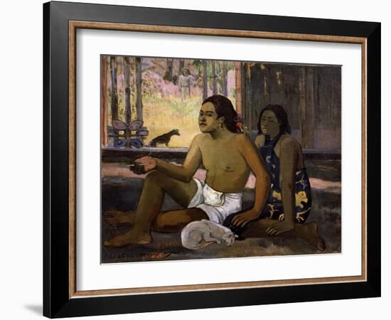 Eiaha Ohipa (Not Working. Tahitians in a Roo), 1896-Paul Gauguin-Framed Giclee Print