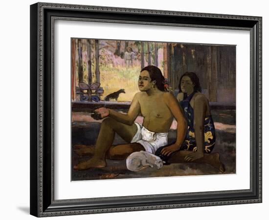 Eiaha Ohipa (Not Working. Tahitians in a Roo), 1896-Paul Gauguin-Framed Giclee Print