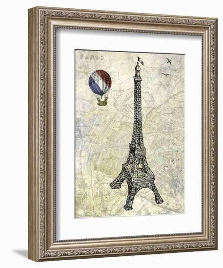 Eiffel Map-Marion Mcconaghie-Framed Art Print