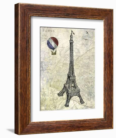 Eiffel Map-Marion Mcconaghie-Framed Art Print