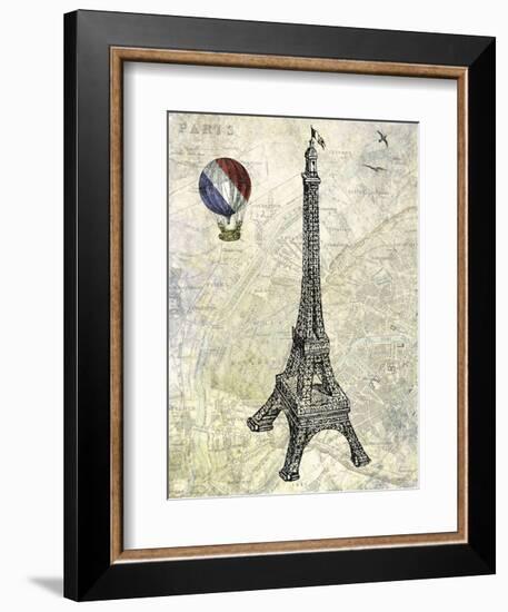 Eiffel Map-Marion Mcconaghie-Framed Art Print