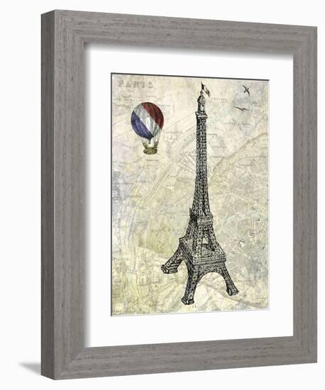 Eiffel Map-Marion Mcconaghie-Framed Art Print