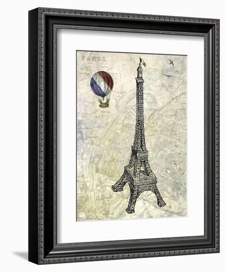 Eiffel Map-Marion Mcconaghie-Framed Art Print