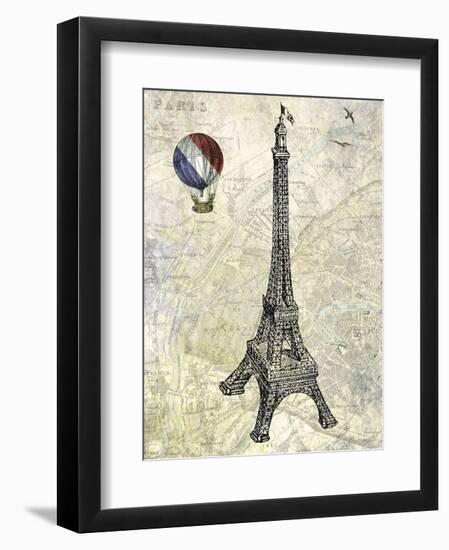 Eiffel Map-Marion Mcconaghie-Framed Art Print