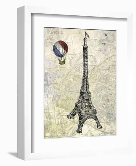 Eiffel Map-Marion Mcconaghie-Framed Art Print