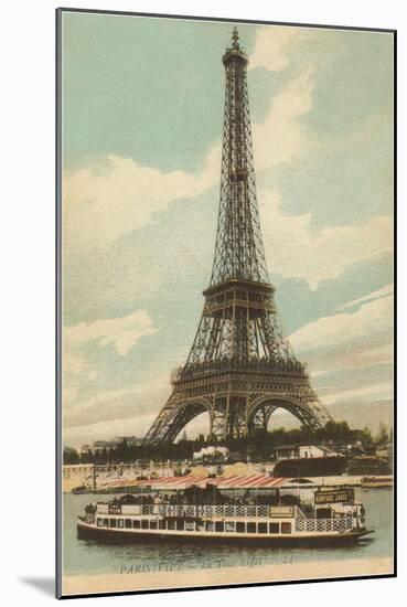 Eiffel Tower and Boat on the Seine-null-Mounted Art Print