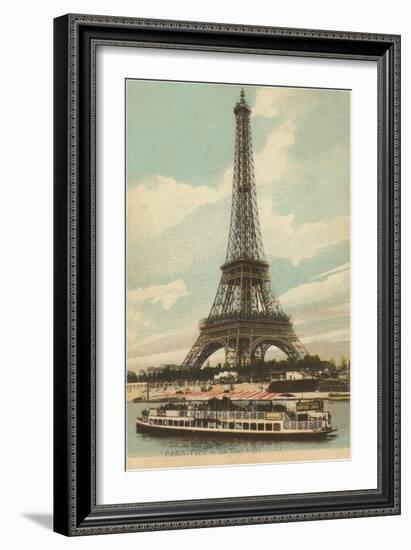 Eiffel Tower and Boat on the Seine-null-Framed Art Print