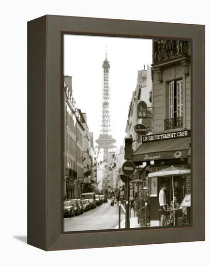 Eiffel Tower and Cafe on Boulevard De La Tour Maubourg, Paris, France-Jon Arnold-Framed Premier Image Canvas