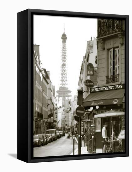 Eiffel Tower and Cafe on Boulevard De La Tour Maubourg, Paris, France-Jon Arnold-Framed Premier Image Canvas