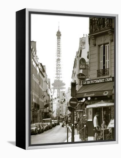 Eiffel Tower and Cafe on Boulevard De La Tour Maubourg, Paris, France-Jon Arnold-Framed Premier Image Canvas