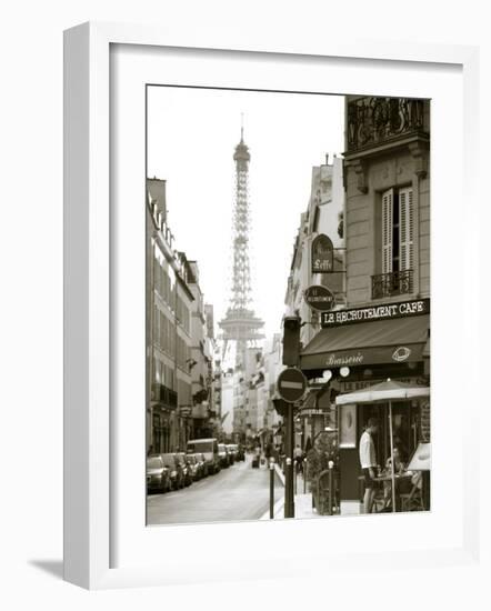 Eiffel Tower and Cafe on Boulevard De La Tour Maubourg, Paris, France-Jon Arnold-Framed Photographic Print