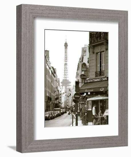 Eiffel Tower and Cafe on Boulevard De La Tour Maubourg, Paris, France-Jon Arnold-Framed Photographic Print