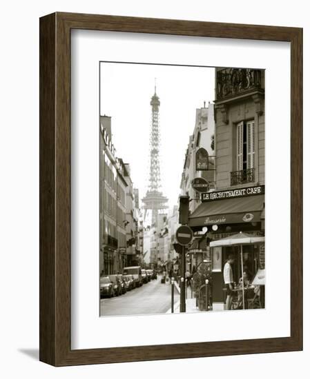 Eiffel Tower and Cafe on Boulevard De La Tour Maubourg, Paris, France-Jon Arnold-Framed Photographic Print