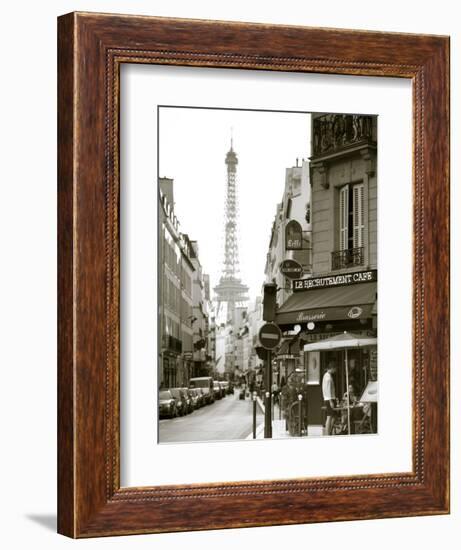 Eiffel Tower and Cafe on Boulevard De La Tour Maubourg, Paris, France-Jon Arnold-Framed Photographic Print