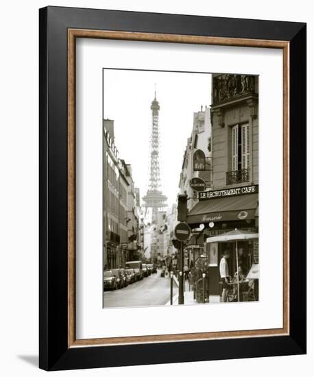 Eiffel Tower and Cafe on Boulevard De La Tour Maubourg, Paris, France-Jon Arnold-Framed Photographic Print