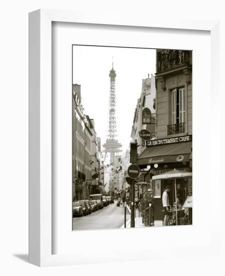 Eiffel Tower and Cafe on Boulevard De La Tour Maubourg, Paris, France-Jon Arnold-Framed Photographic Print
