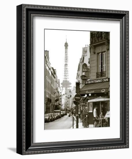 Eiffel Tower and Cafe on Boulevard De La Tour Maubourg, Paris, France-Jon Arnold-Framed Photographic Print