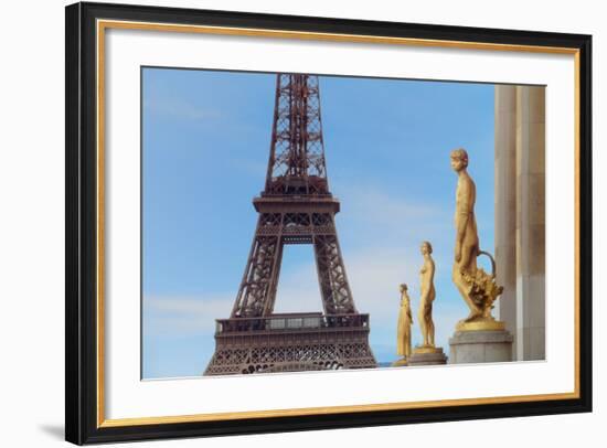 Eiffel Tower and Les Oiseaux Statues-Cora Niele-Framed Photographic Print