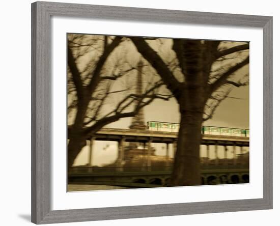 Eiffel Tower and Metro Train on Pont De Bir-Hakeim, Paris, France, Europe-null-Framed Photographic Print