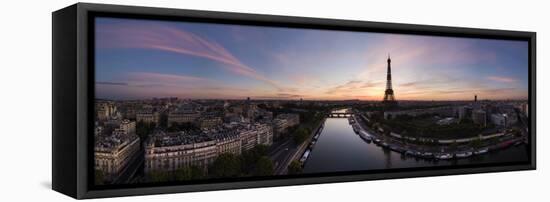 Eiffel Tower and River Seine at dawn, Paris, France, Europe-Panoramic Images-Framed Premier Image Canvas