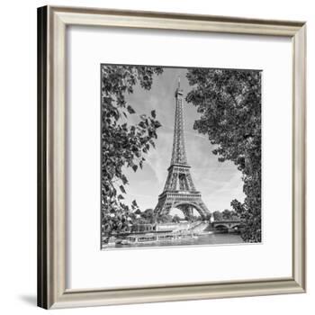 Eiffel Tower and River Seine Monochrome-Melanie Viola-Framed Art Print