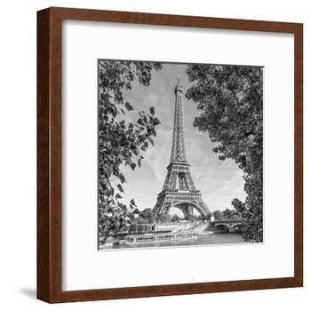 Eiffel Tower and River Seine Monochrome-Melanie Viola-Framed Art Print