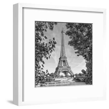 Eiffel Tower and River Seine Monochrome-Melanie Viola-Framed Art Print