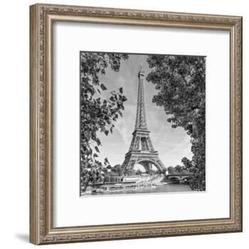 Eiffel Tower and River Seine Monochrome-Melanie Viola-Framed Art Print