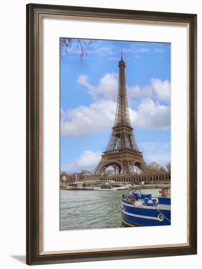 Eiffel Tower and Seine Boat Paris-Cora Niele-Framed Photographic Print