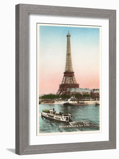 Eiffel Tower and Seine, Paris-null-Framed Premium Giclee Print