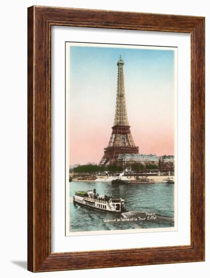 Eiffel Tower and Seine, Paris-null-Framed Premium Giclee Print