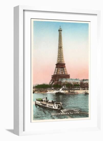 Eiffel Tower and Seine, Paris-null-Framed Premium Giclee Print