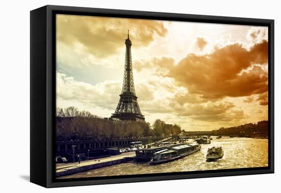 Eiffel Tower and the Seine River - Paris - France-Philippe Hugonnard-Framed Premier Image Canvas