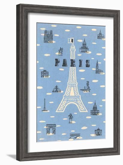 Eiffel Tower and Various Paris Motifs-null-Framed Art Print