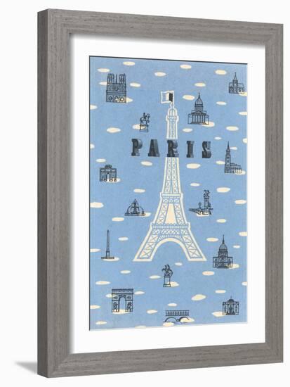 Eiffel Tower and Various Paris Motifs-null-Framed Art Print