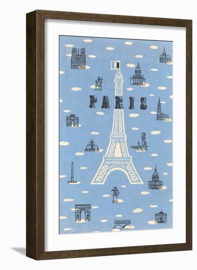 Eiffel Tower and Various Paris Motifs-null-Framed Art Print